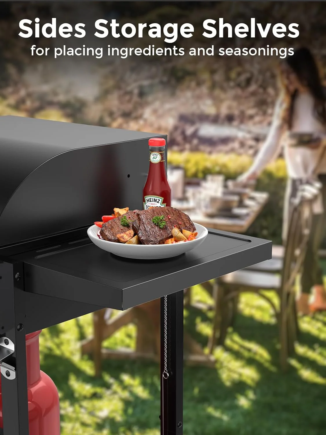 4-Burner Propane Gas Grill with Porcelain-Enameled Cast Iron Grates and Side Burne G0141A
