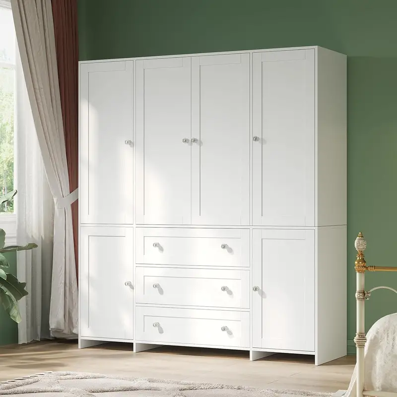 VOWNER 71-Inch Armoire with Mirror & Drawers – Spacious Clothing Storage Cabinet