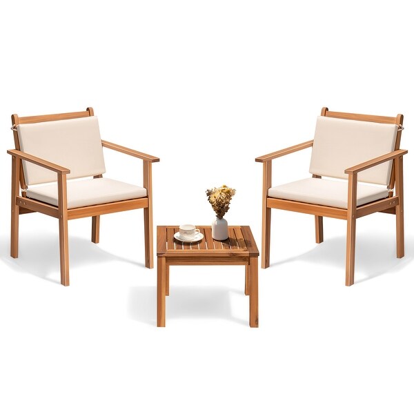 Furniwell Patio Set Acacia Wood Furniture Conversation Seat with Table