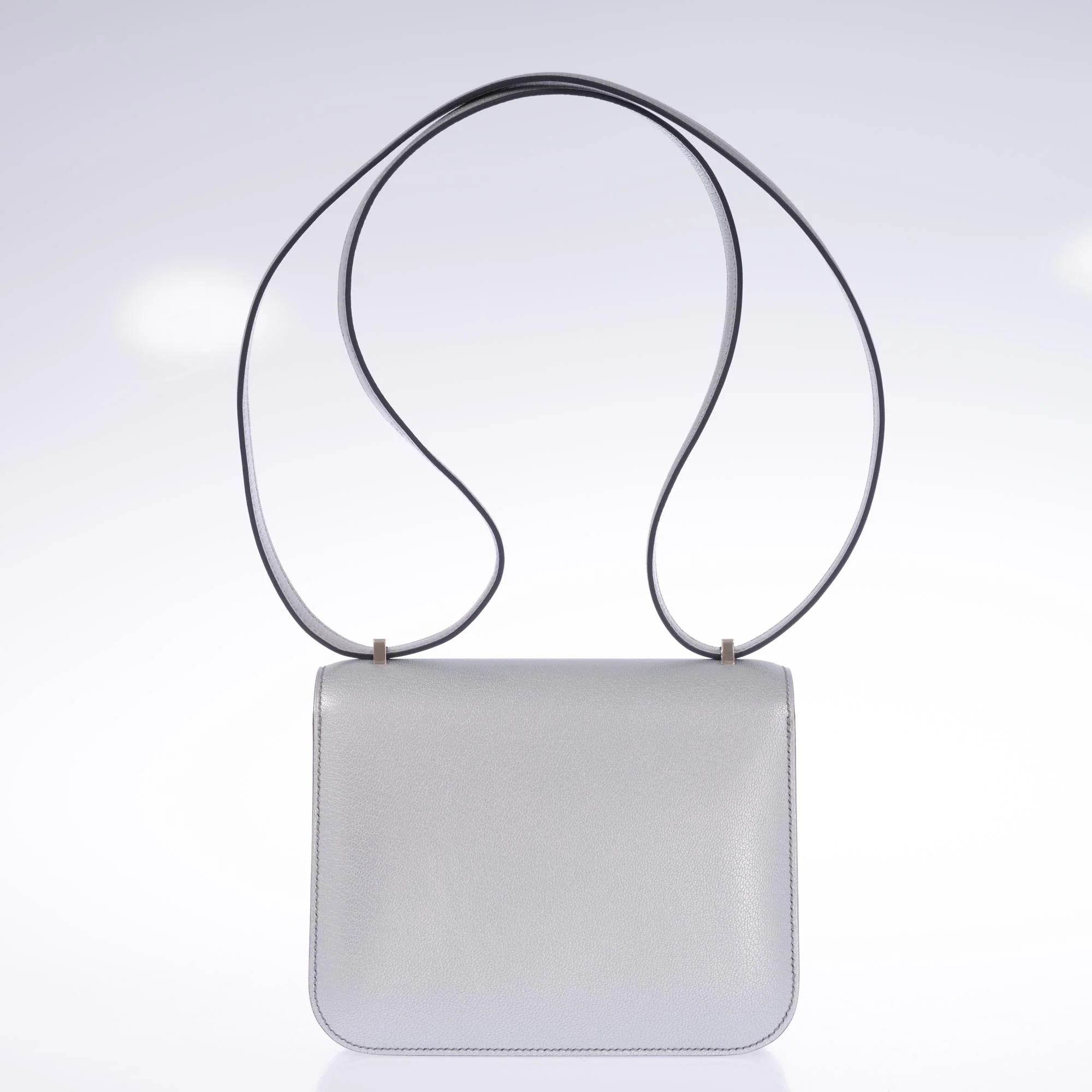 Hermès Mini Constance 18 Silver Metallic Chevre Palladium Hardware