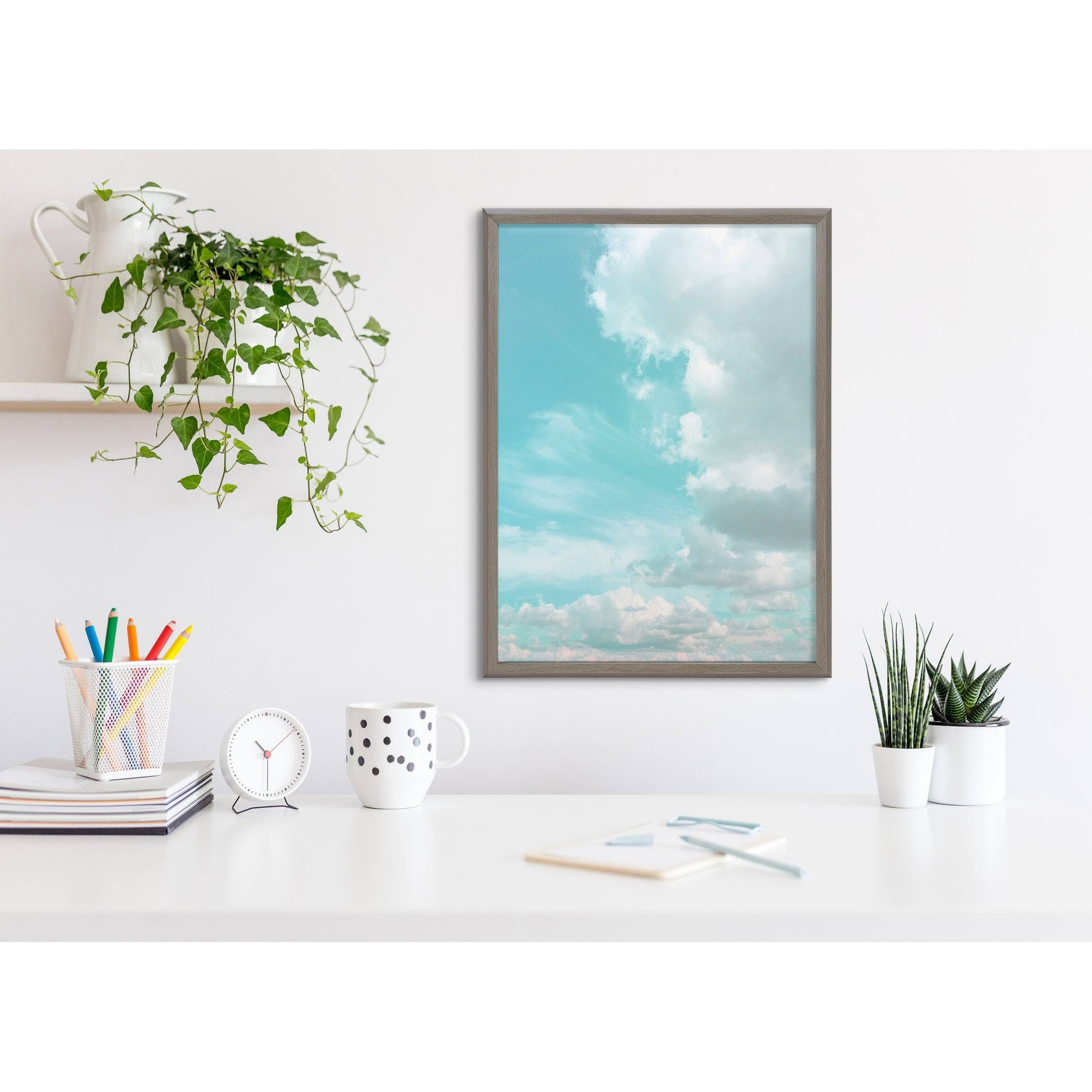 Kate and Laurel Blake Head in The Clouds Framed Printed Glass by Dominique Vari - 18x24 - Gray
