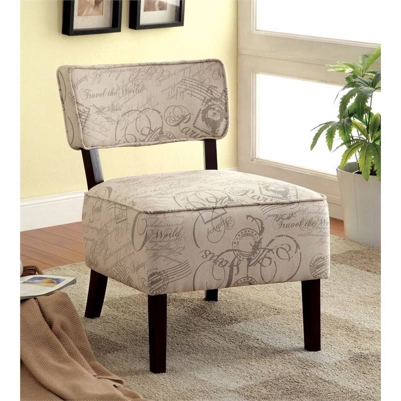 Home Square Fabric Accent Chair in Ivory- Set of 2