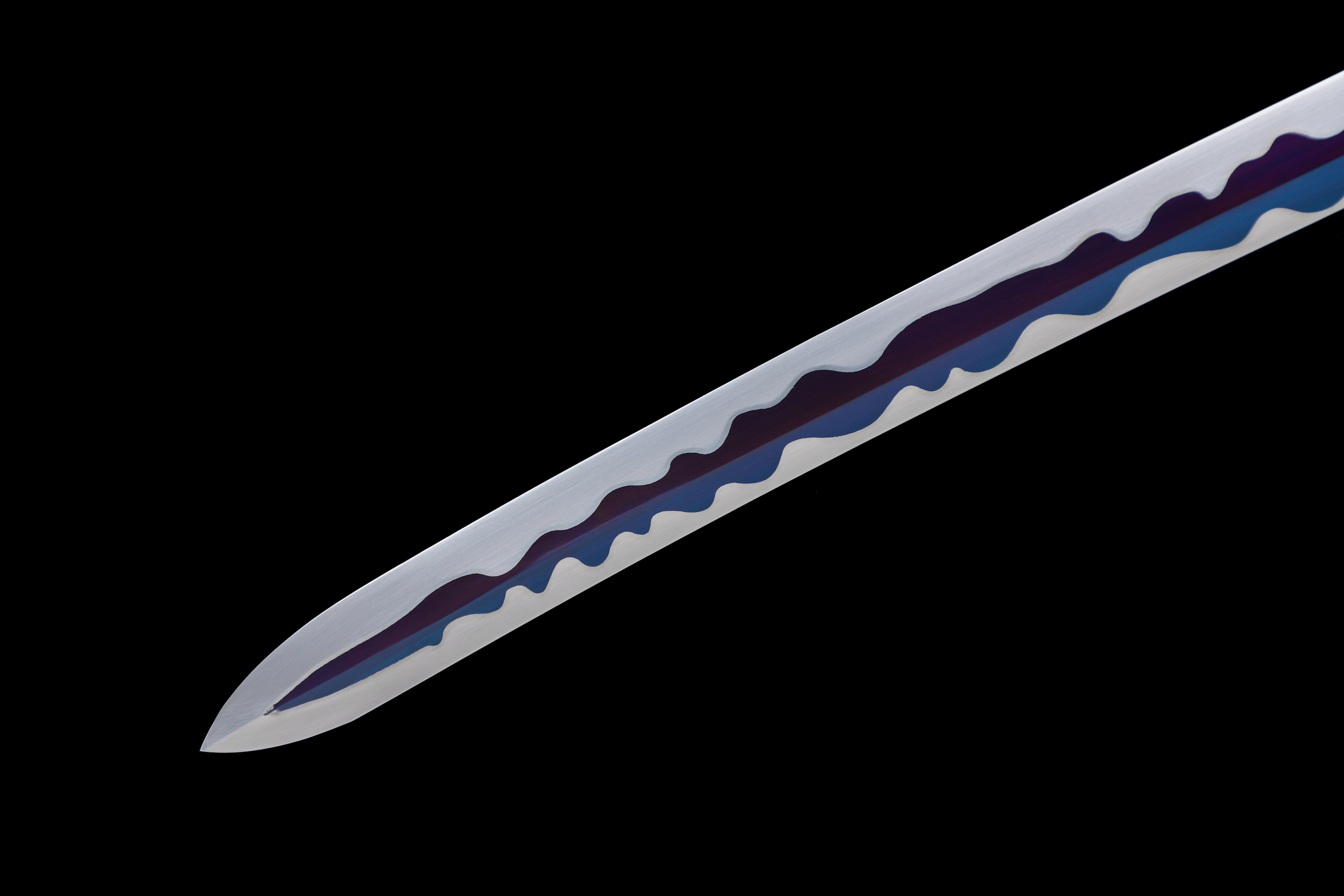 Handmade Katana 9260 Spring Steel Purple Blade Flower Tsuba Full Tang