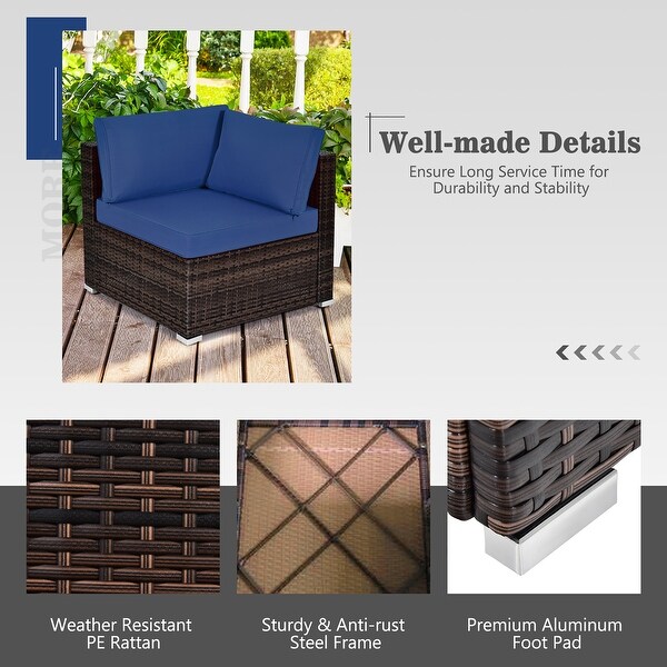 Costway 6PCS Patio Rattan Furniture Set Cushioned Sofa Coffee Table