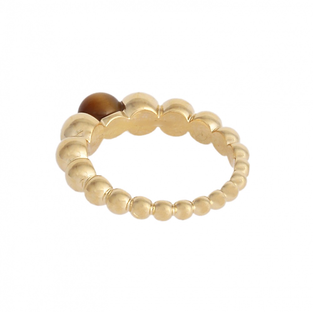 Van Cleef & Arpels Perlekruul Ring 18K Yellow Gold Tiger Eye