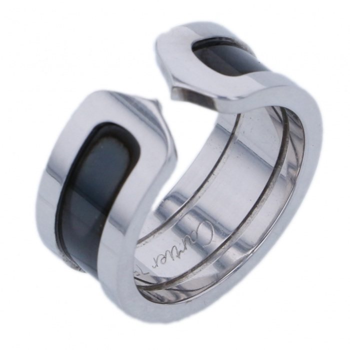 Cartier 2C Ring 18K White Gold Onyx