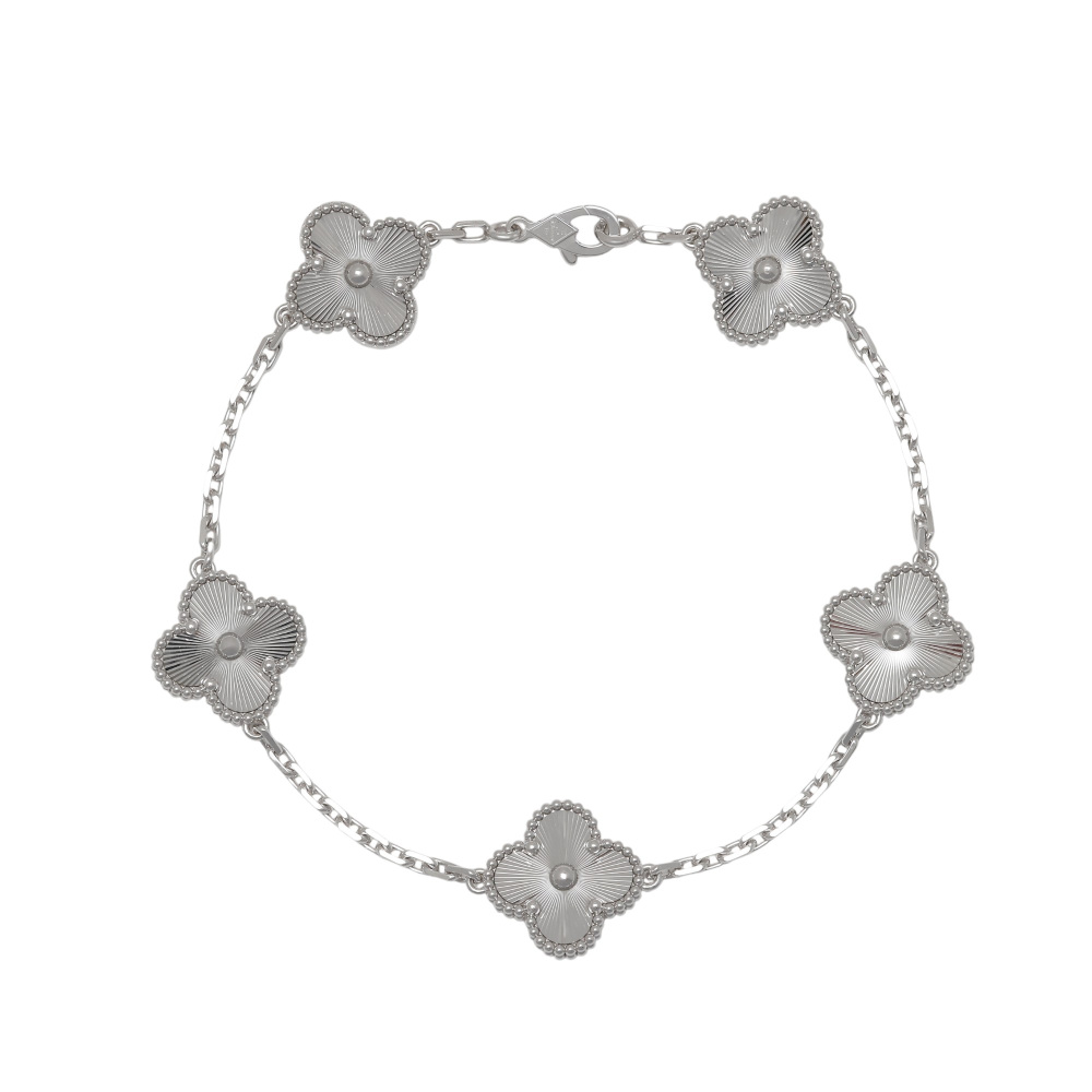 Van Cleef & Arpels Vintage Alhambra 5 Motifs Bracelet 18K White Gold VCARP9XE00