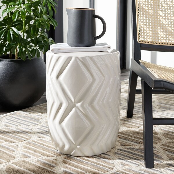 SAFAVIEH Carsyn Indoor/ Outdoor Ivory Ceramic Decorative Garden Stool