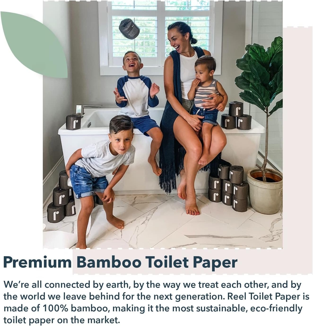 3-Ply Bamboo Toilet Paper, 48 Rolls (300 Sheets Per Roll) Ultra Soft Home Bathroom Tissue