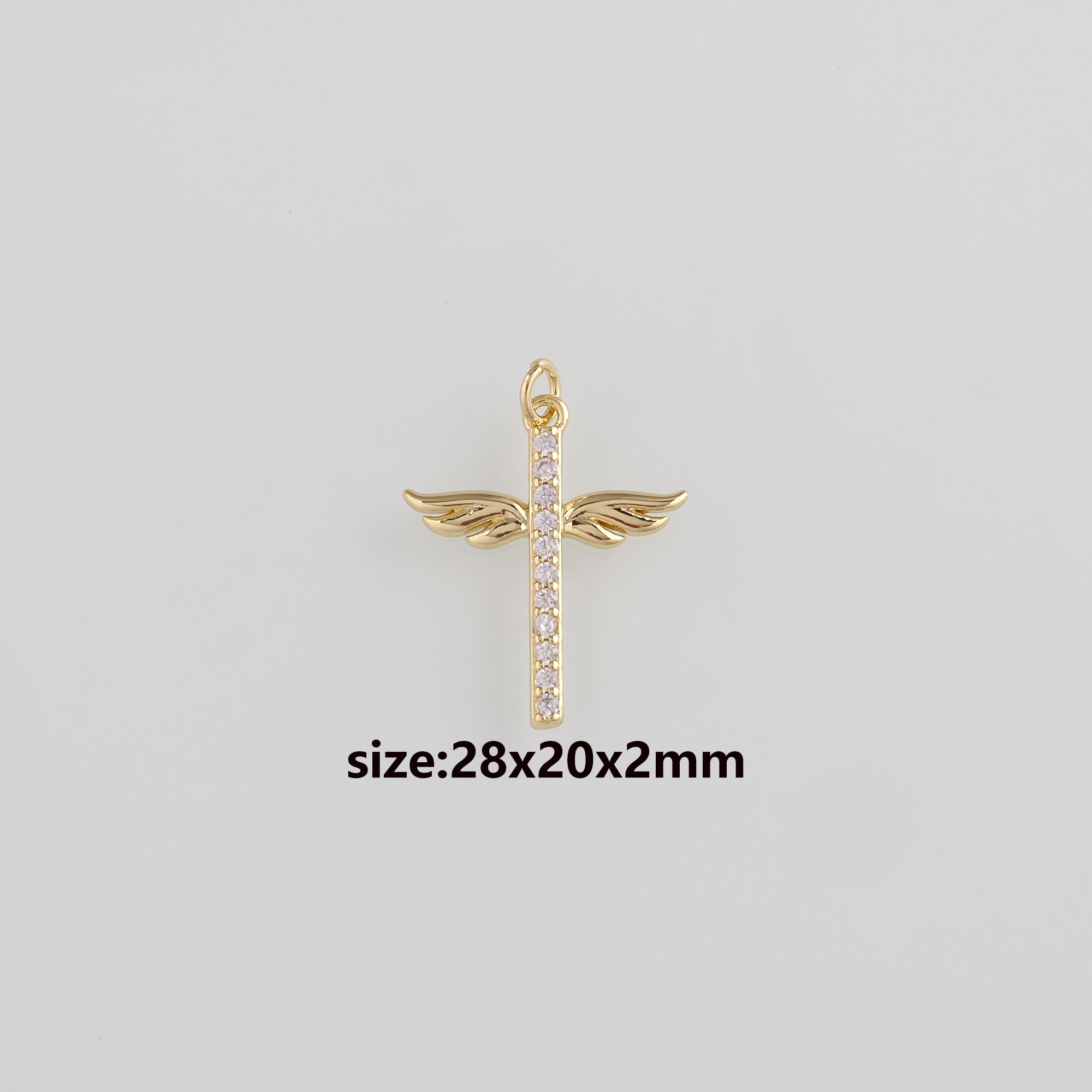 18K Gold Filled Wing Pendant,CZ Micro Pave Wings Earrings Necklace for DIY Jewelry Making Supply