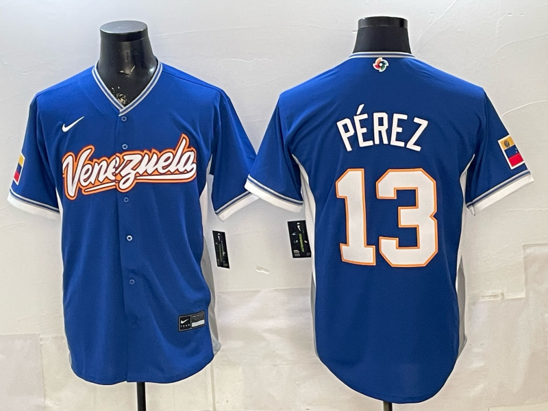 Men's Venezuela Baseball Salvador Perez #13 Royal 2026 World Baseball Classic Stadium Jersey