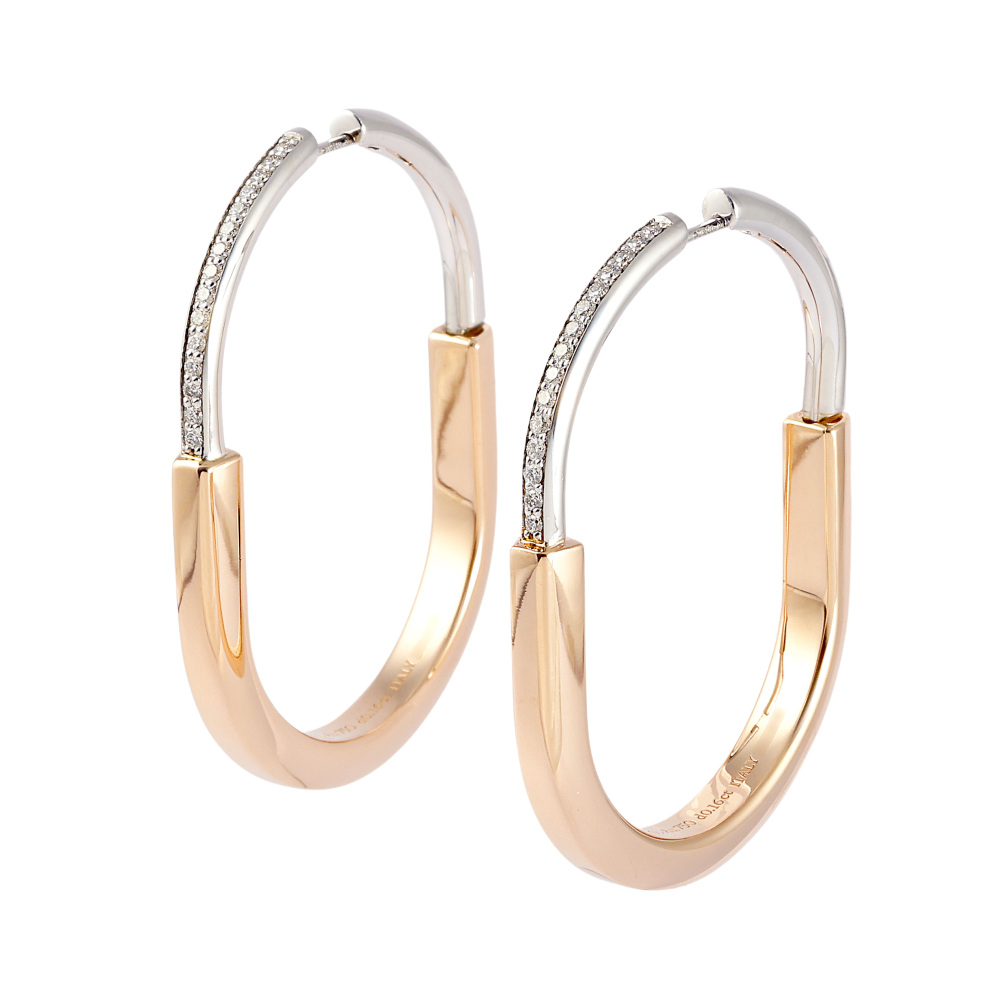Tiffany & Co. Lock Xl Earrings 18K White Gold & 18K Rose Gold Diamond 70855201