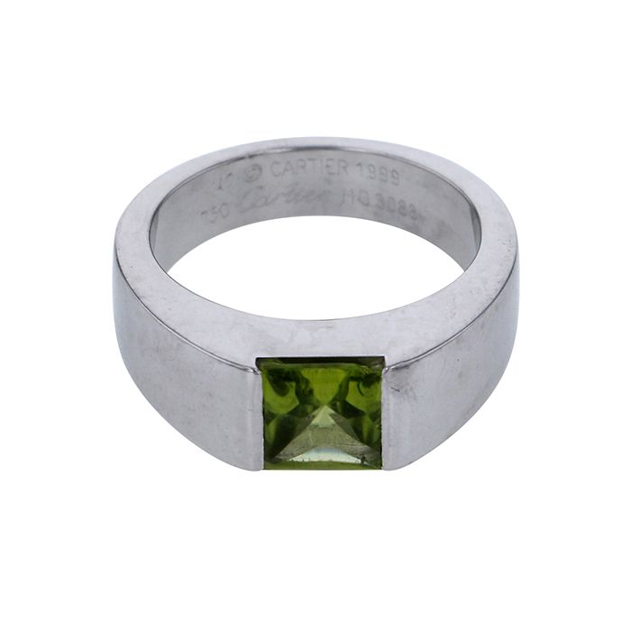 Cartier Tank Ring K18WG White Gold Ring Peridot