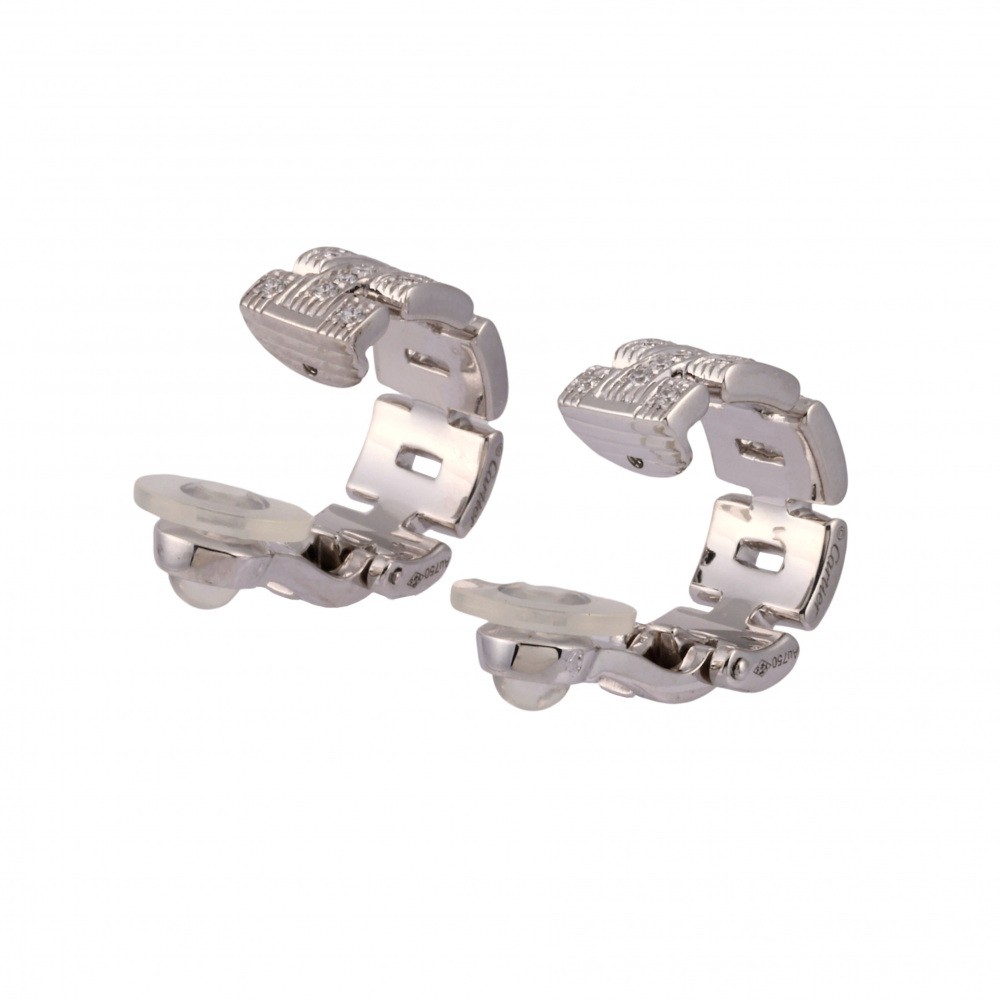 Cartier Mayon Pantale Earrings 18K White Gold Diamond B8032600