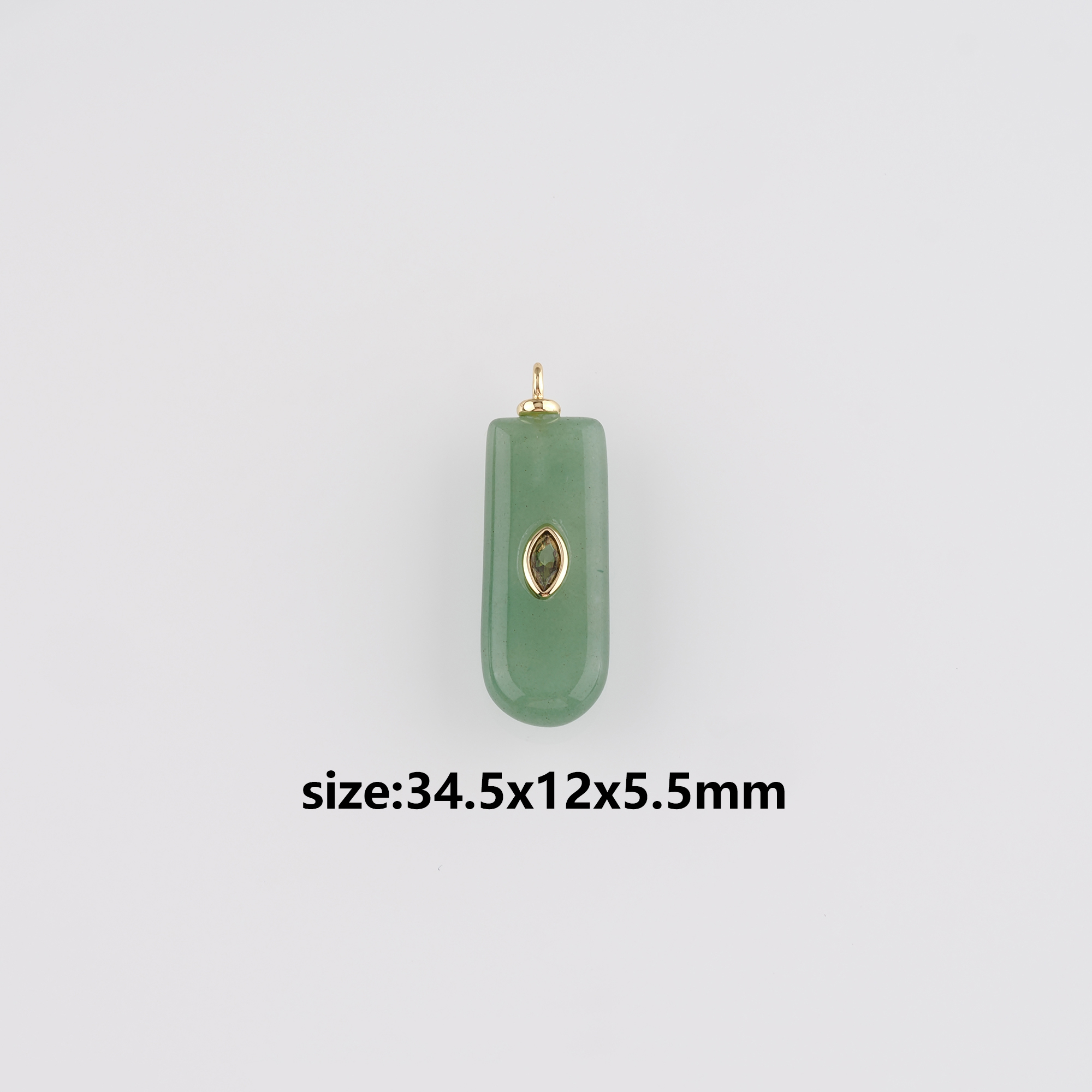 18K Gold Filled Rectangle Pendant,Natural Stone Charm Earrings Necklace for DIY Jewelry Making Supply