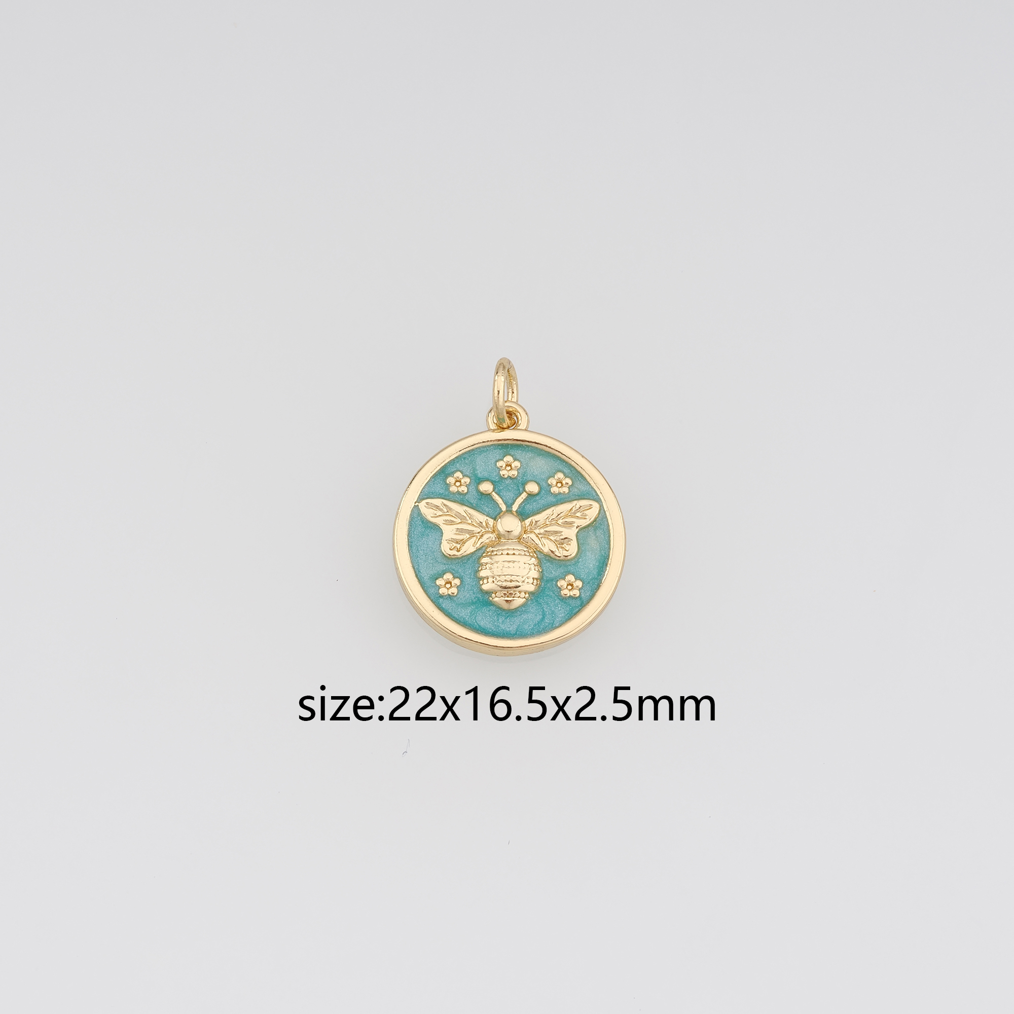 18K Gold Filled Bee Pendant,Enamel Insect Charm Earrings Necklace for DIY Jewelry Making Supply