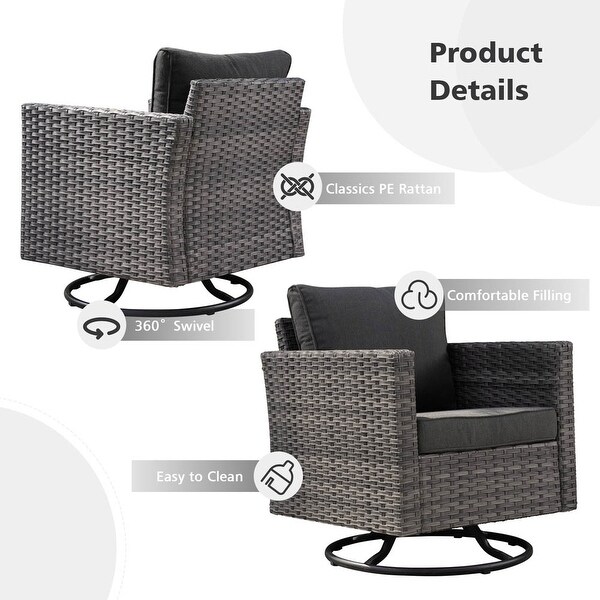 OVIOS 6piece Wicker Sectional Sofa Swivel Rocking Chair Set