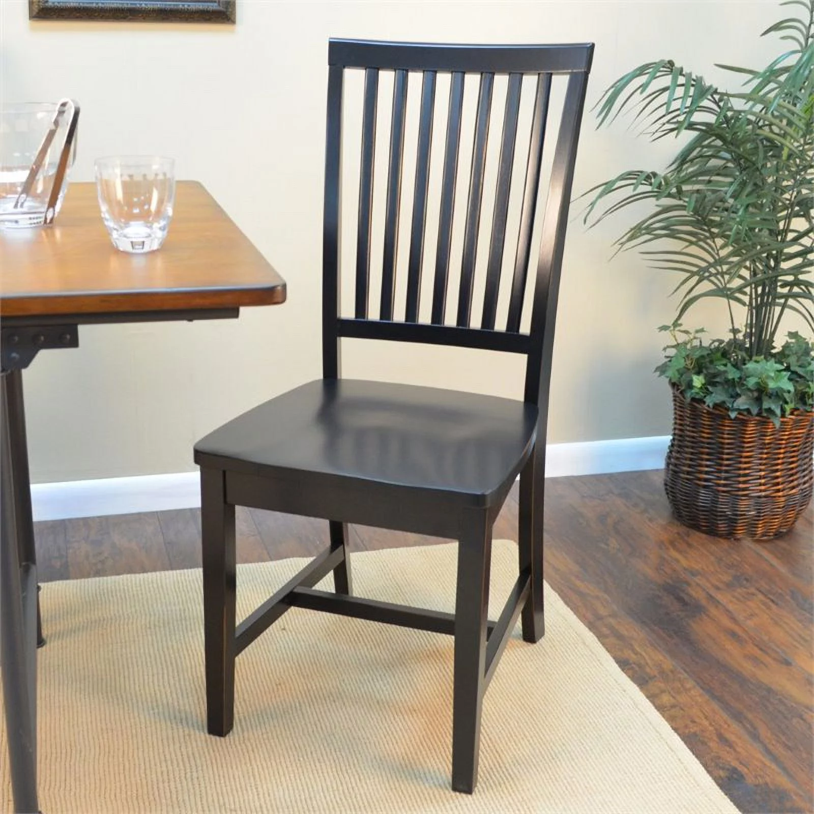 Pemberly Row Modern / Contemporary Wood Mission Chair in Antique Black Finish