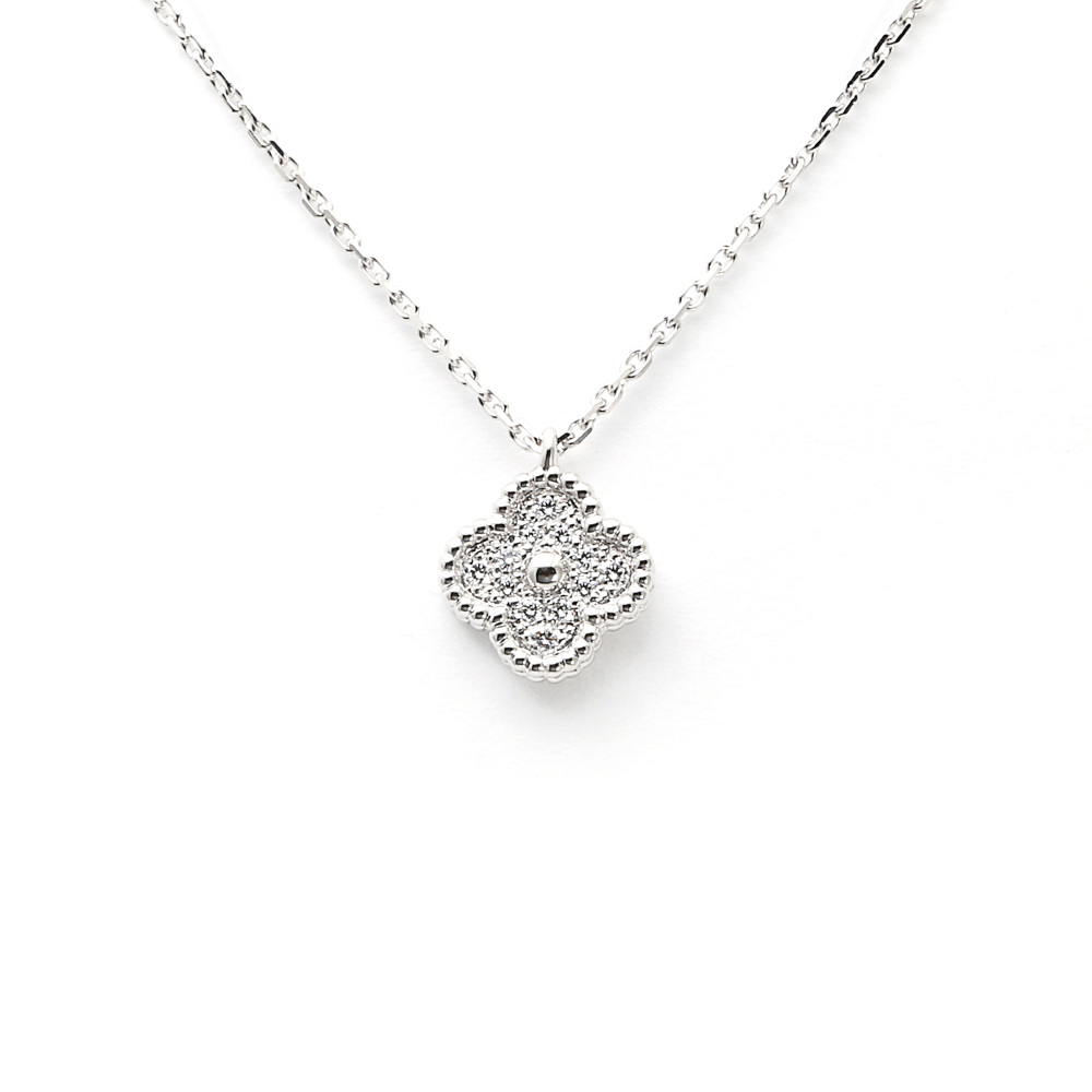 Van Cleef & Arpels Sweet Alhambra Necklace 18K White Gold Diamond VCARO85900