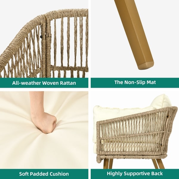 Moasis Wicker Patio Loveseat with Cushion