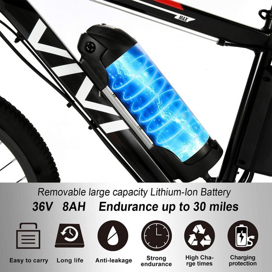 500W/350W Electric Bike, Adult Electric Bikes 26″ Mountain Bike Bicycle with 21-Speed Gears/Removable 48V/12.5Ah/36V/8Ah Battery/4 Modes/2 Mudguards