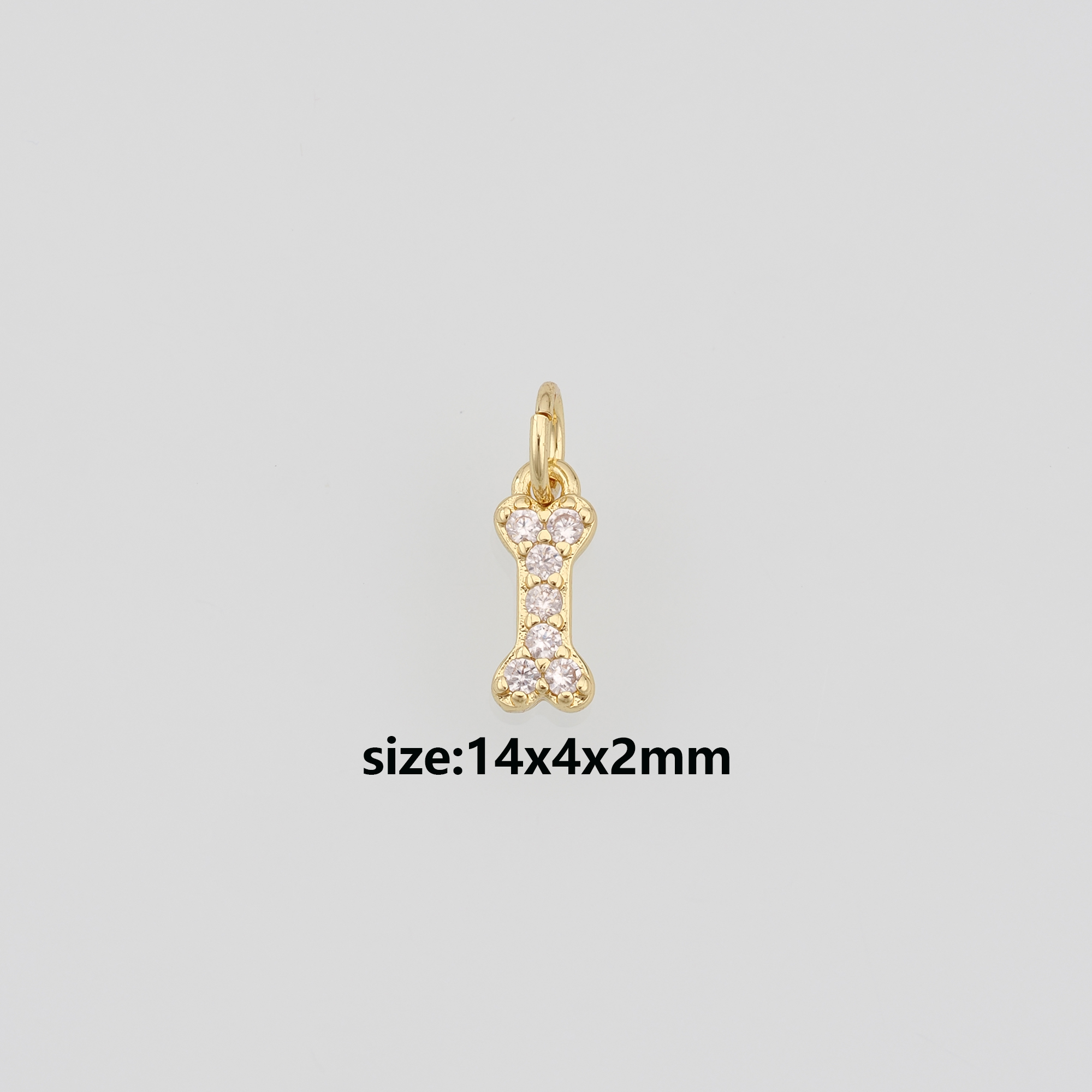 18K Gold Filled Bone Pendant,CZ Micro Pave Dog Bone Charm Earrings Necklace for DIY Jewelry Making Supply