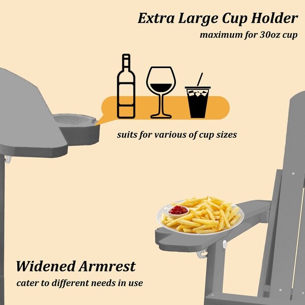 Clihome HIPS Folding Patio Adirondack Chair with Pullout Ottoman