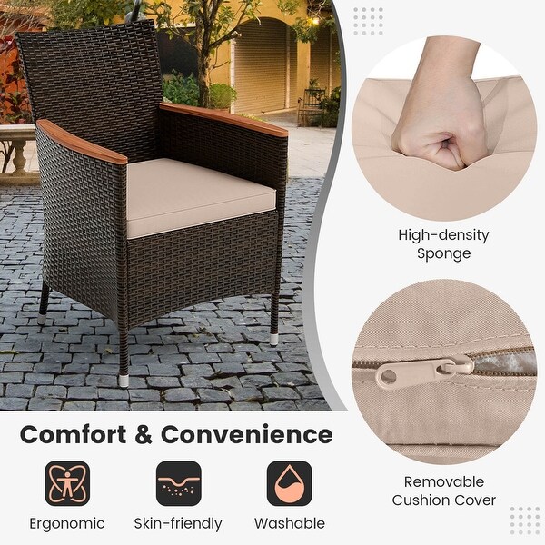 Costway 11 PCS Patio Dining Set with 15ft DoubleSided Patio Umbrella