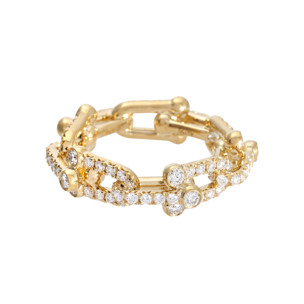 Tiffany & Co. Hardware Link Ring 18K Yellow Gold Diamond 72669819