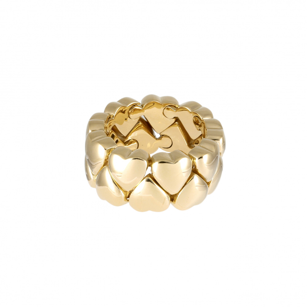 Cartier Double Heart Ring 18K Yellow Gold Diamond