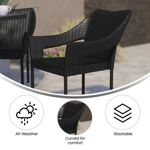 All Weather Commercial Grade PE Rattan Stacking Patio Chairs