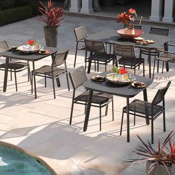 Oxford Garden Eiland 63inch Powder Coat Carbon Rectangular Dining Table