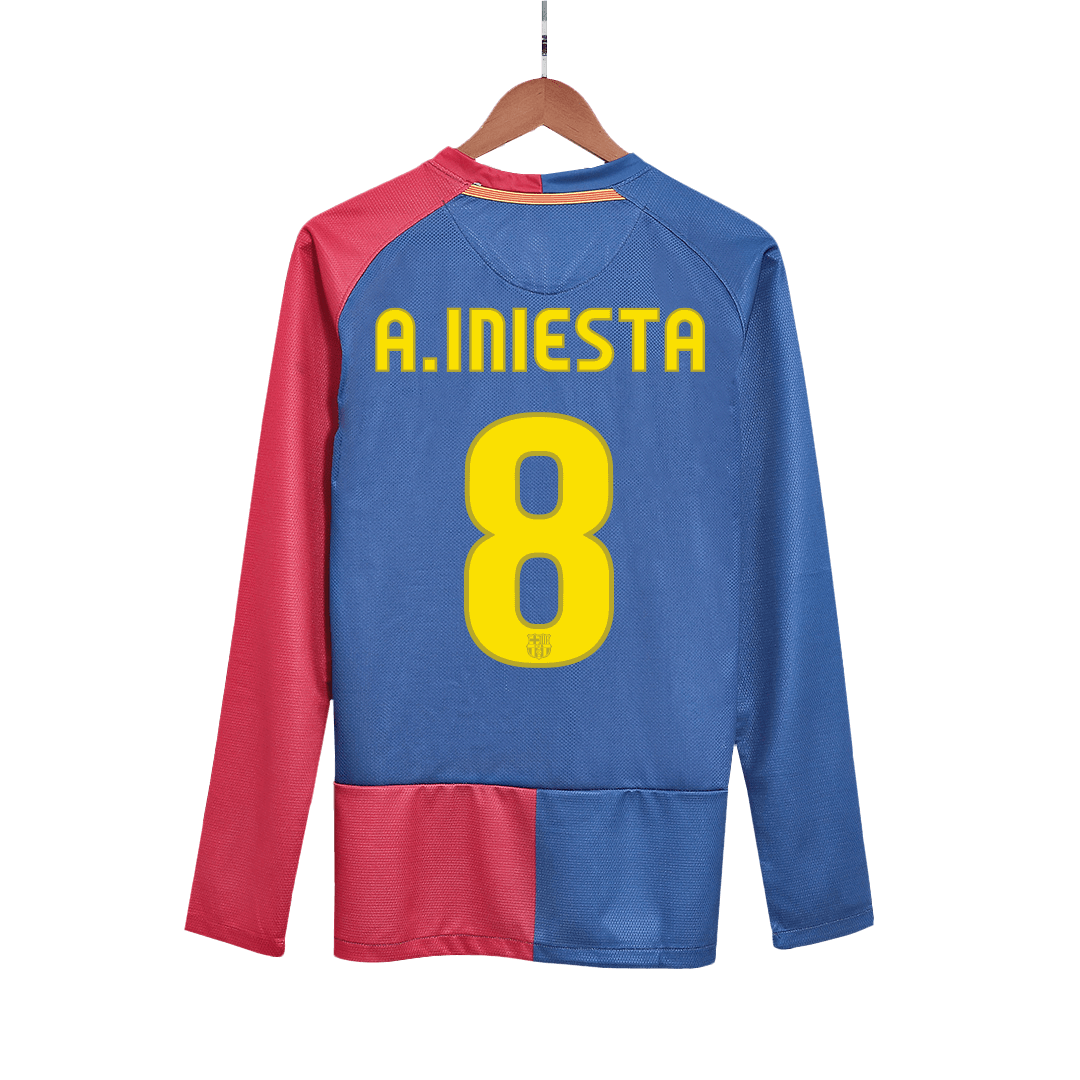 Retro Soccer Jersey A.INIESTA #8 Barcelona Home Long Sleeve 2008/09 - UCL Final - UCL