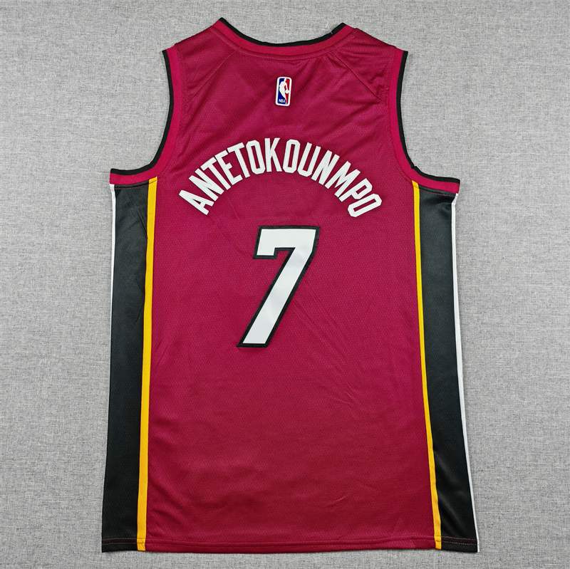 Men's Miami Heat Giannis Antetokounmpo #7 Red Swingman Jersey - Statement Edition