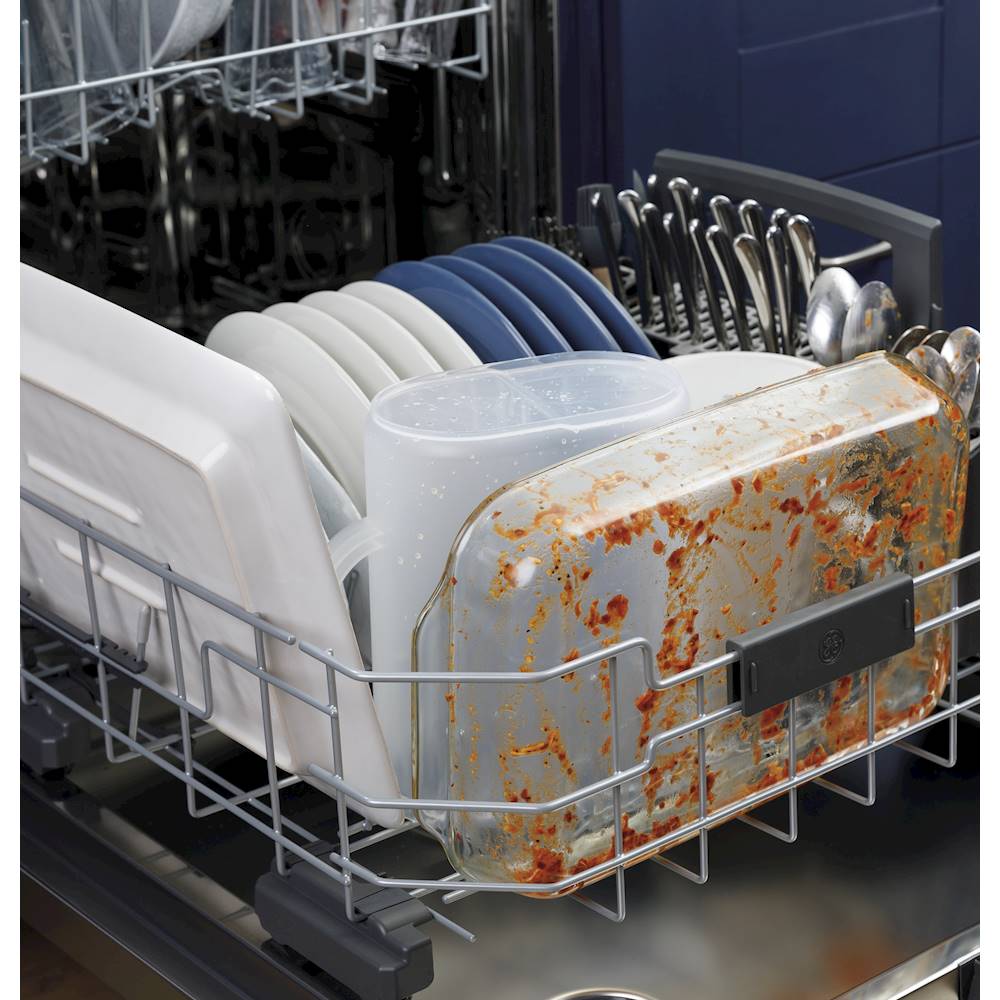 GE - Top Control Built-In Dishwasher with Stainless Steel Tub, 3rd Rack, 46dBA - Slate