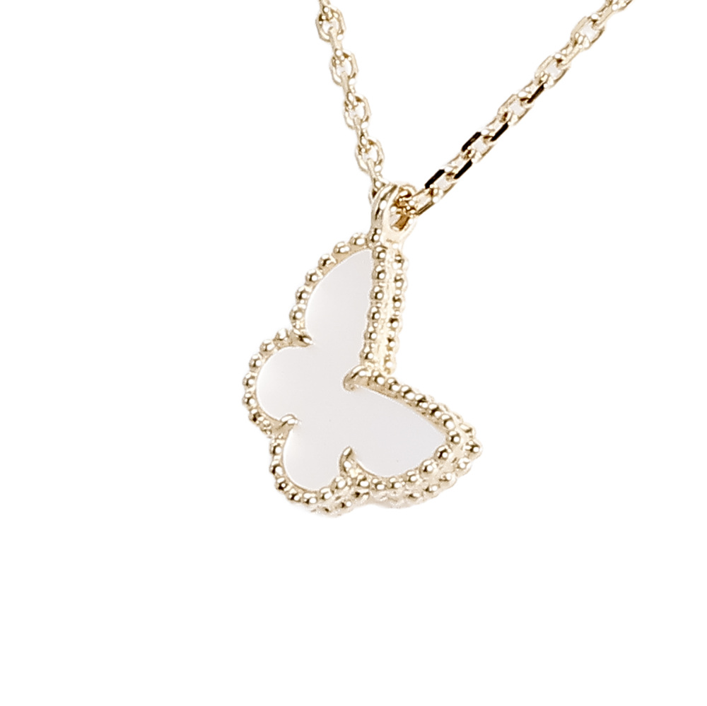 Van Cleef & Arpels Sweet Papillon Necklace 18K Yellow Gold Mother of Pearl VCARF69300