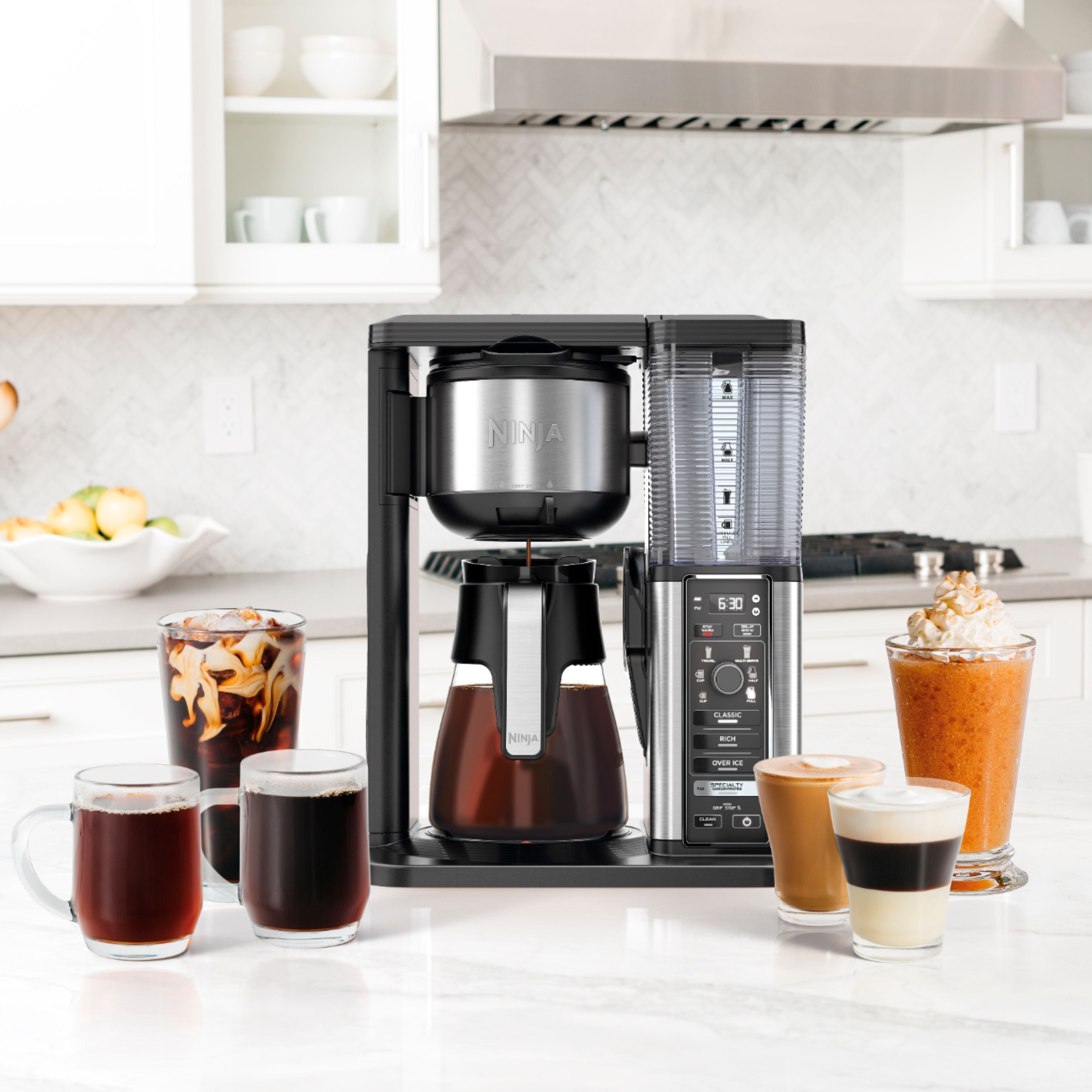 Ninja CM401 - 10-Cup Specialty Coffee Maker with Fold-Away Frother and Glass Carafe CM401 - Black/Stainless Steel