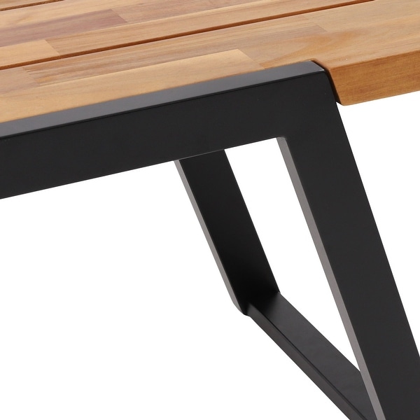 Patio Durable Wood Bench With Iron Frame