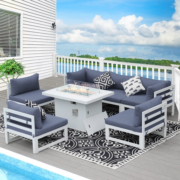 Nicesoul White Aluminum Modern Patio Furniture Sectional Sofa Set with Cushion