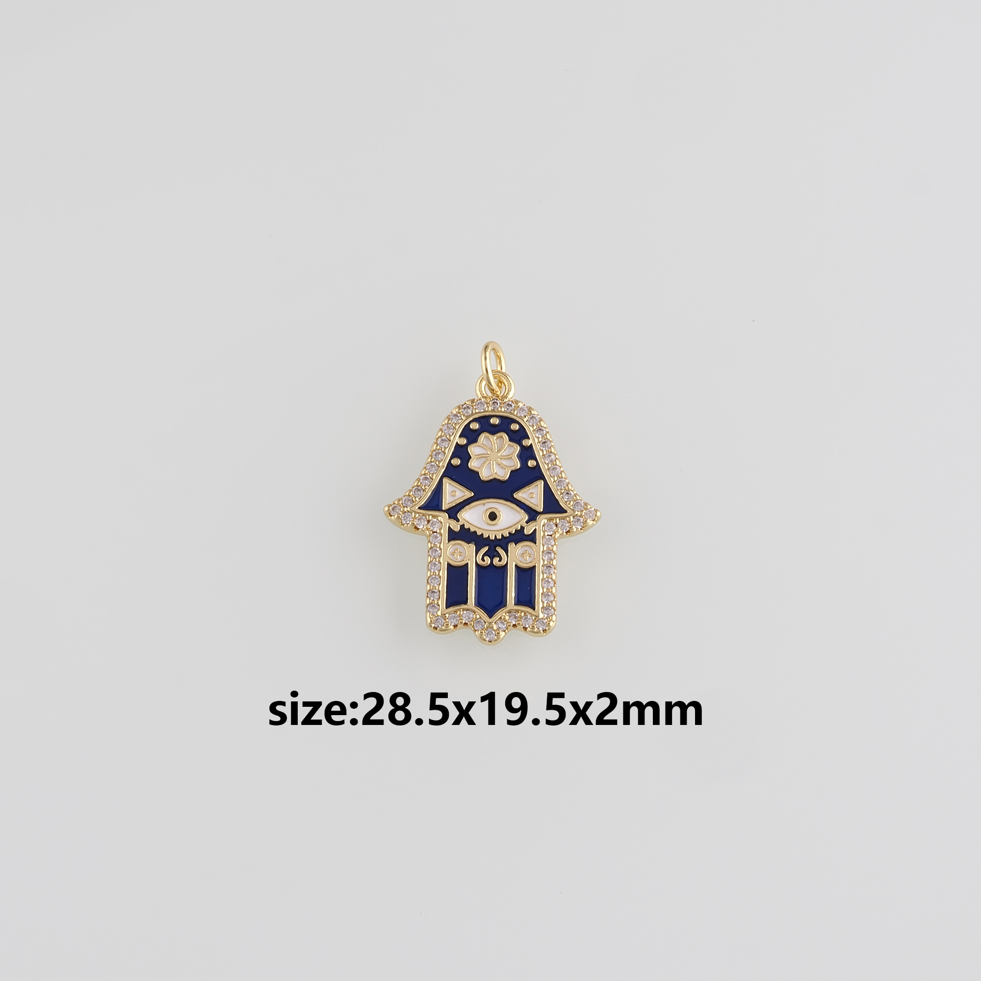 18K Gold Filled Hamsa Pendant,CZ Micro Pave Hamsa Charm Earrings Necklace for DIY Jewelry Making Supply