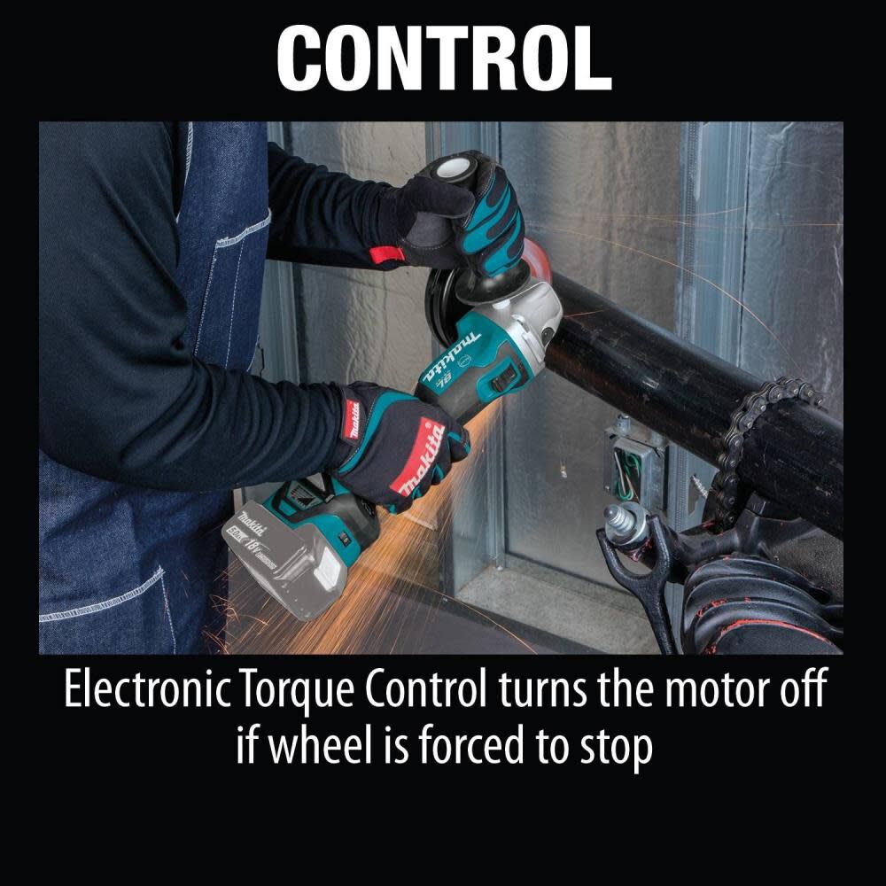 Makita 18V LXT 4-1/2 / 5″ Cut-Off/Angle Grinder with Electric Brake & AWS Bare Tool XAG17ZU