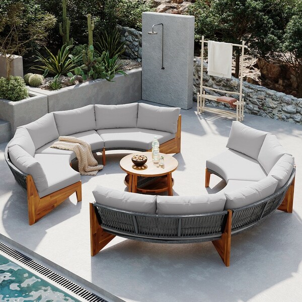 Curved Shape Sofa Set PE Wicker Furniture Conversation Sets
