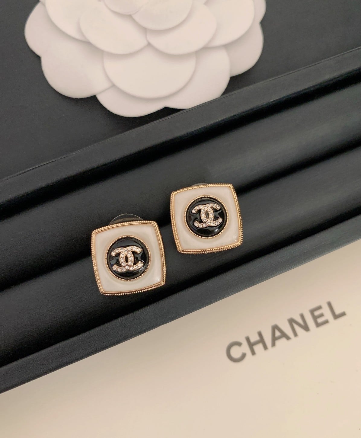 Chanel Stud Earrings Black