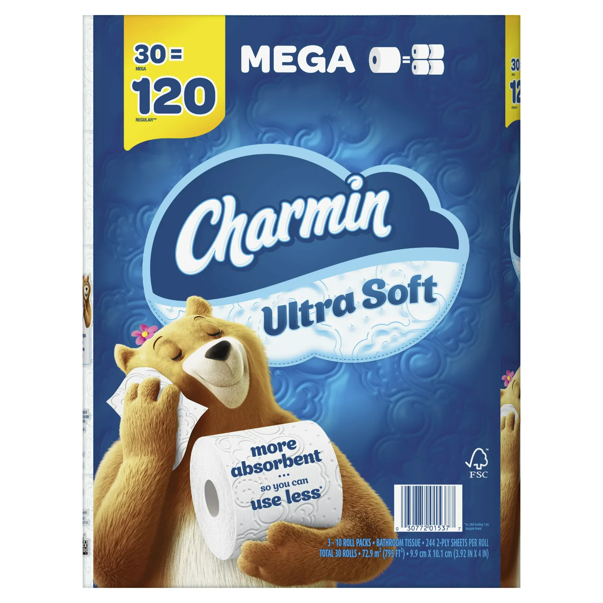 Charmin Ultra Soft Toilet Paper Mega Roll, 244 Sheets Per Roll, 30 Count