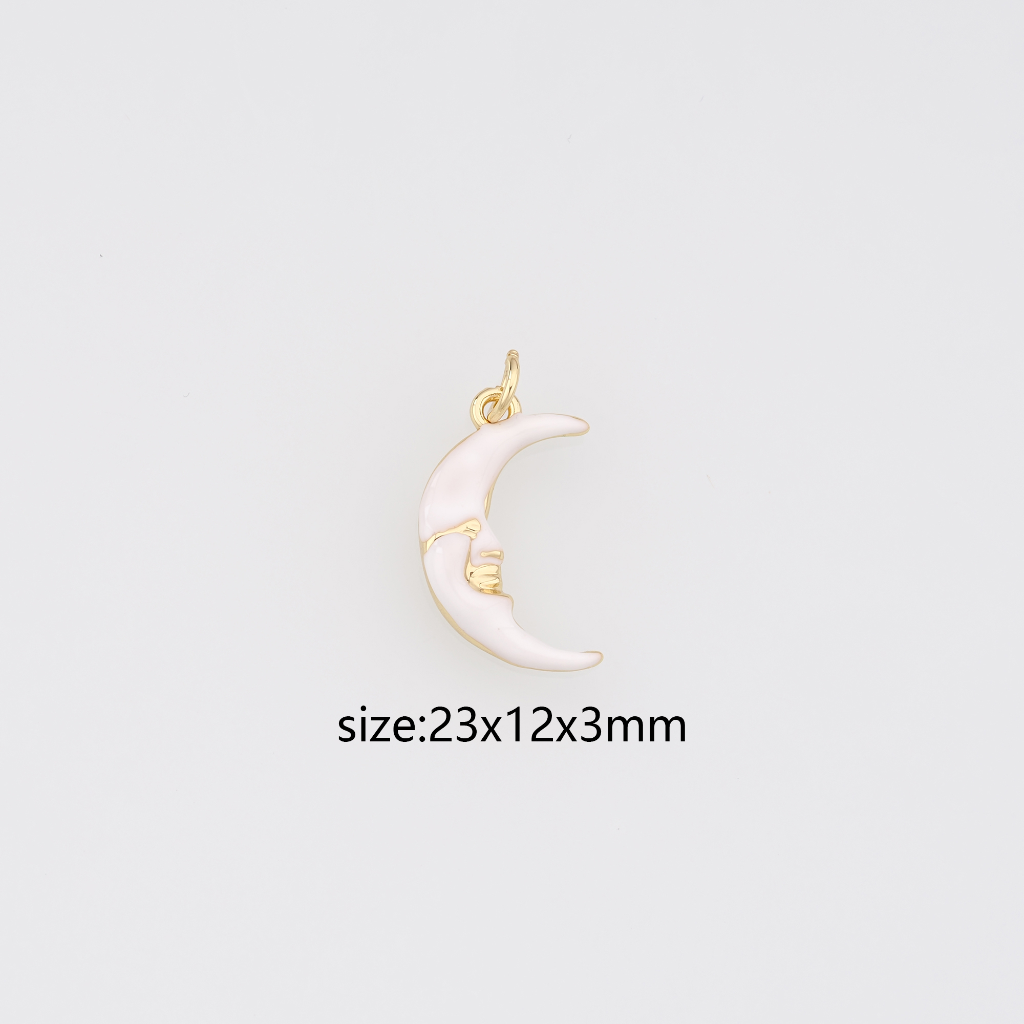 18K Gold Filled Moon Face Pendant,Celestial Charm,Enamel Moon Earrings Necklace for DIY Jewelry Making Supply