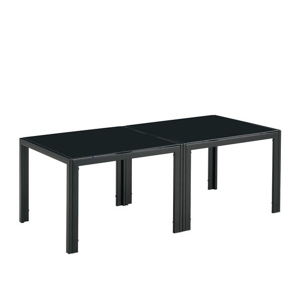 Coffee Table Set of 2,Square with Tempered Glass Finish