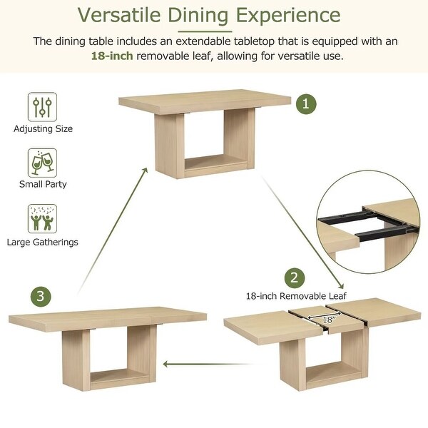 Extendable Dining Table Set with Removable Leaf,4 Upholstered Chair