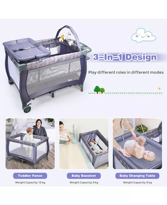 Slickblue Portable Foldable Baby Playard Nursery Center with Changing Station