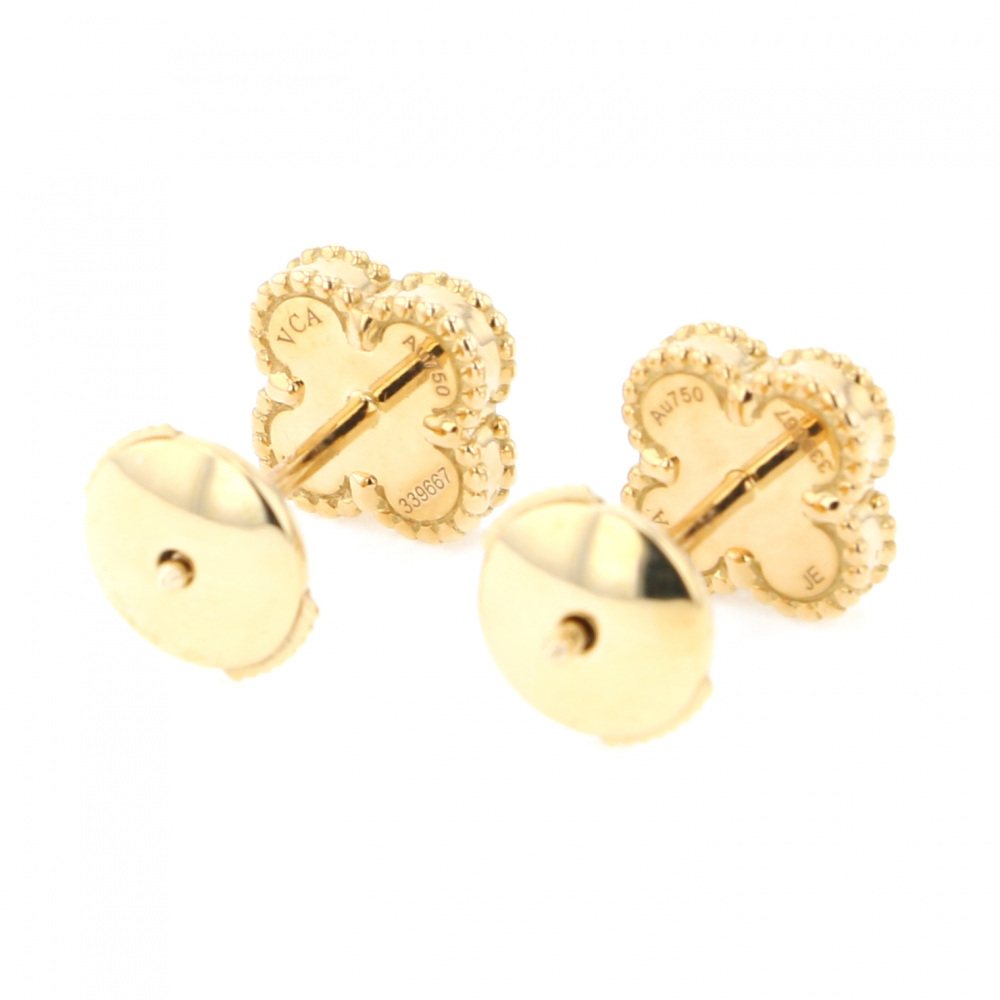 Van Cleef & Arpels Sweet Alhambra Earrings 18K Yellow Gold Onyx