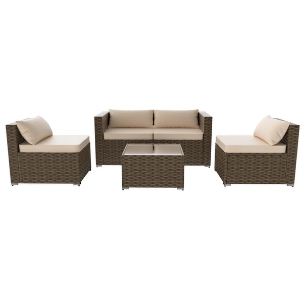 5Piece Patio Wicker Rattan Sectional Sofa Set